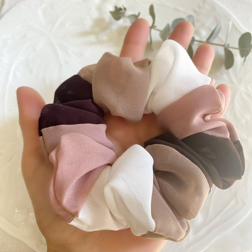 sweet chocolate シフォンシュシュ♪ピンクブラウンヘアアクセサリー