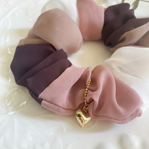 sweet chocolate シフォンシュシュ♪ピンクブラウンヘアアクセサリー