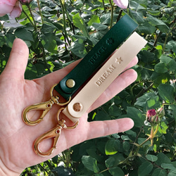 Paris 皮革鑰匙圈-橡木白/秋栗色/自然棕/綠洲/森青色/客製化禮物 第7張的照片