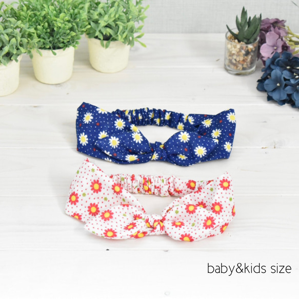 baby&kids✴︎マーガレット×デニムのリボンヘアバンド ヘアバンド 