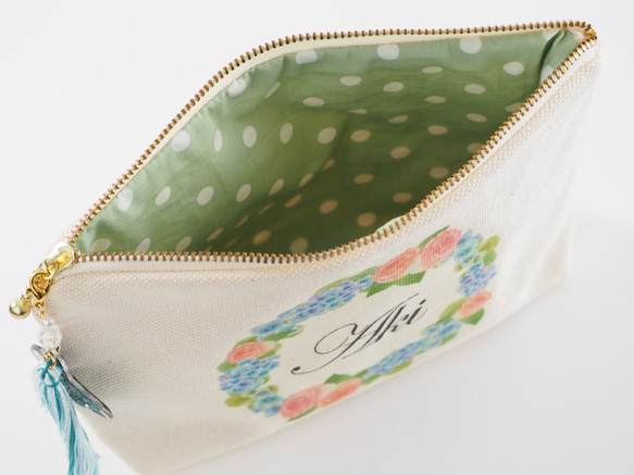 【ブルミア】誕生花が咲き続けるポーチ　Mサイズ 2枚目の画像