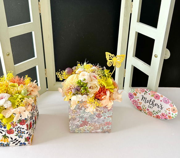 母の日プレゼント・ご結婚お祝い♡Flower fabric Box 2枚目の画像