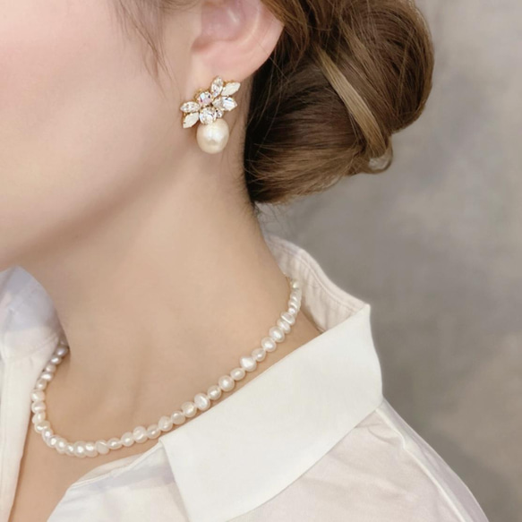 ✶. • coco vanilla •. ✦ SWAROVSKI 2way Bijoux 耳環 婚禮正式 第2張的照片