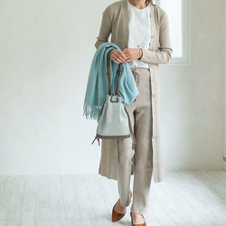 【限量熱賣】雙向抽繩單肩包 真皮 精選皮革 成人適用 Beoni 藍色 第3張的照片