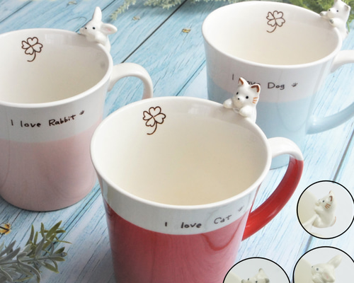 ねこ いぬ うさぎ マグカップ アニマルシリーズ 長皿 佐橋製陶所