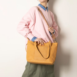 A4 手提包真皮單肩姓名禮物女式男款時尚駝色 HAB005 第4張的照片