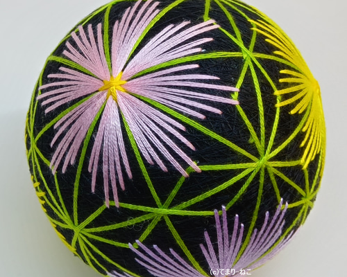 手毬猫の店 てまり「コスモス」 黒地8cm 手まり 手毬 手鞠 四季の