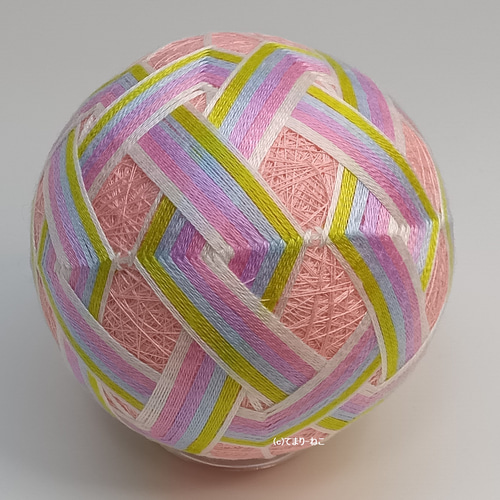 手毬猫の店 てまり「変形環つなぎ」ピンク地紫陽花 6cm 手まり 手毬