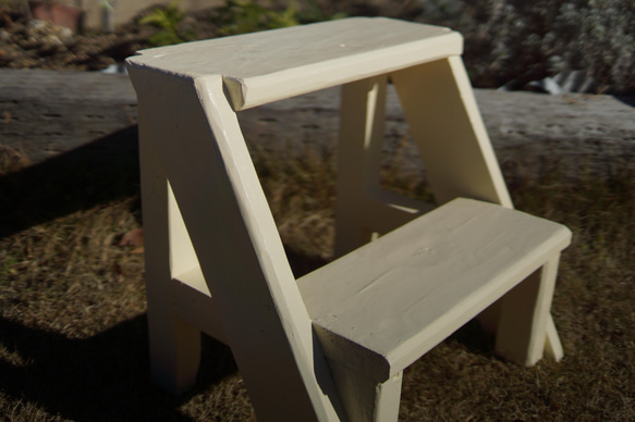 花台 踏み台　子供椅子　プランター台　ステップスツール　アイボリー 9枚目の画像