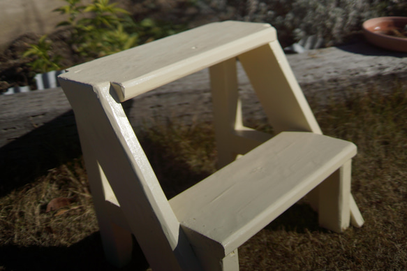 花台 踏み台　子供椅子　プランター台　ステップスツール　アイボリー 10枚目の画像
