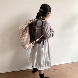 【たまひよ・雑誌CREA掲載】体操着袋・お着替え袋にも使える☆お花リュック（デニム） 5枚目の画像