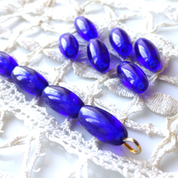 青いカプセル　（小）チェコビーズCzech Glass Beads10個 2枚目の画像