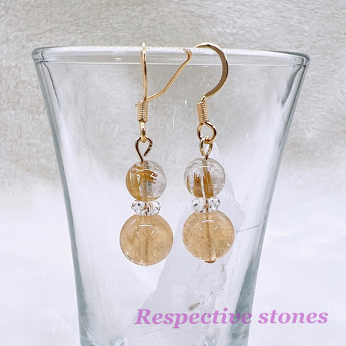 hp_p295 ビーチグラスのような天然石の14KGFピアス Beach Glass