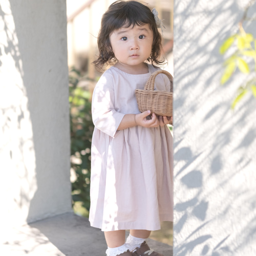 在庫限り》アンティークピンクのナチュラルワンピース《80〜130cm