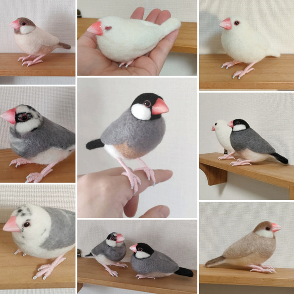 オーダー受け付け 文鳥 羊毛フェルト 1枚目の画像