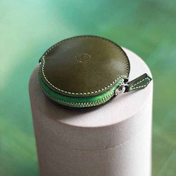 ふっくらしたコインケース Luna・オリーブ×ライム