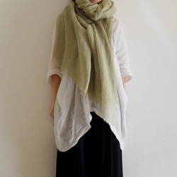 艾草染細麻披肩 第3張的照片