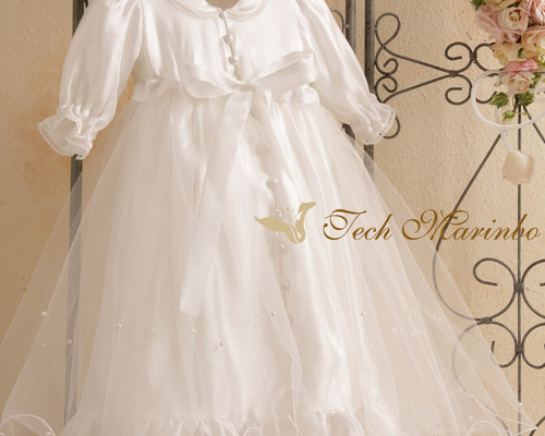 ベールリメイク【2wayセレモニーベビードレス3点セット】シルクドレス