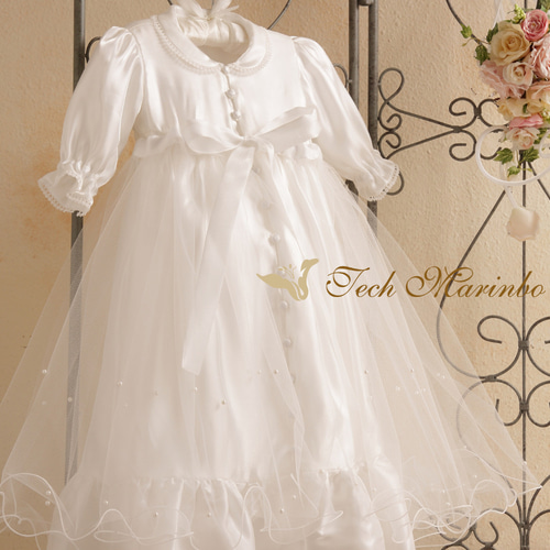 ベールリメイク【2wayセレモニーベビードレス3点セット】シルクドレス