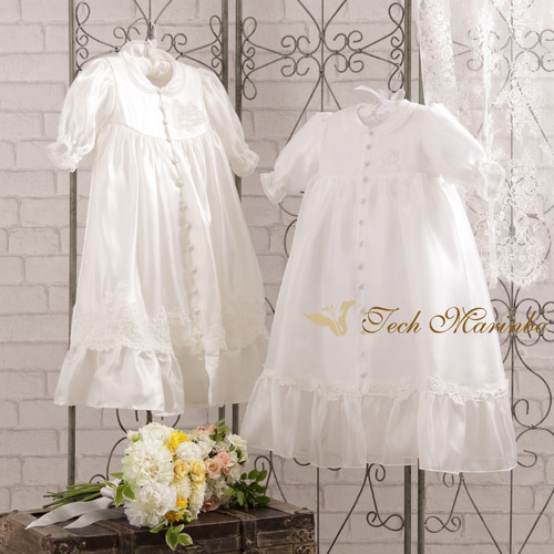 ベールリメイク【セレモニーベビードレス2点セット】シルクドレス