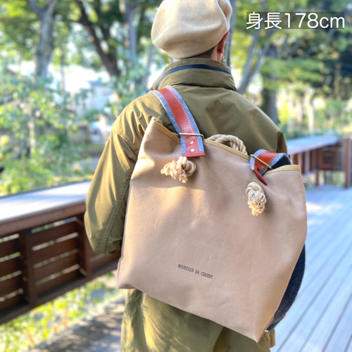 2wayリュック／ベージュ×アメ【リュック】【リュック&トート