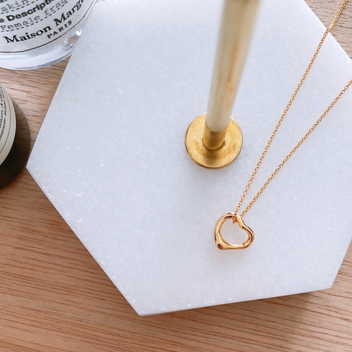 送料無料【24KGP（SV925）14kgf】愛 オープンハート ネックレス（40cm