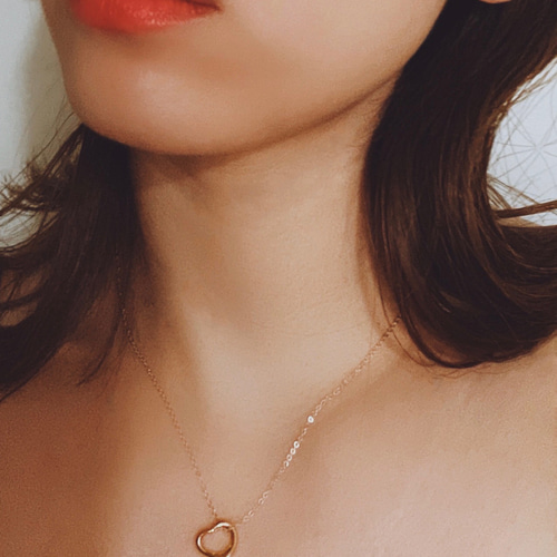 送料無料【24KGP（SV925）14kgf】愛 オープンハート ネックレス（40cm