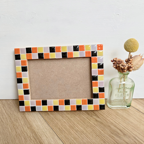 L版または2L版☆ハロウィンなフォトフレーム 木製写真たて 美濃焼