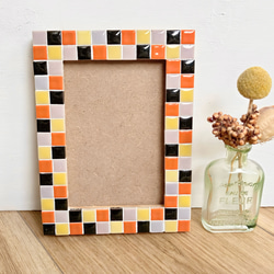 L版または2L版☆ハロウィンなフォトフレーム 木製写真たて 美濃焼