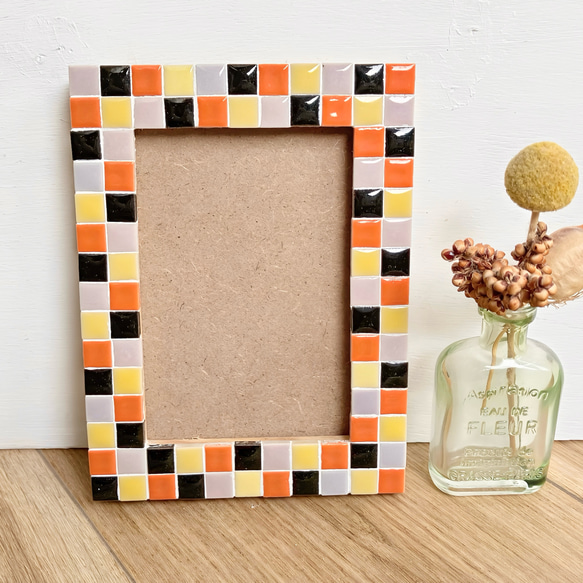 L版または2L版☆ハロウィンなフォトフレーム 木製写真たて 美濃焼