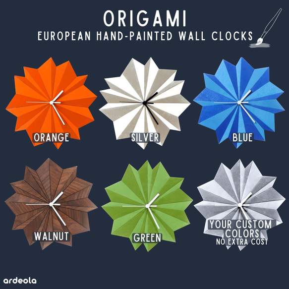 Origami 摺紙銀色 - 29公分手工有機掛鐘 第8張的照片