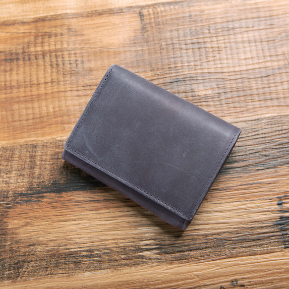 掌心大小、大容量真皮錢包，小巧便攜，男女皆宜，海軍藍，HAW006 第2張的照片