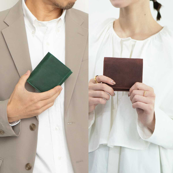 掌心大小、大容量真皮錢包，小巧便攜，男女皆宜，海軍藍，HAW006 第5張的照片