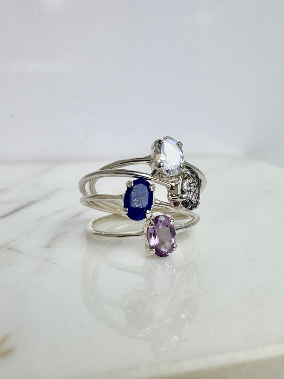 【ライトアメジストリング・2月誕生石・オーバルカット・シルバー925】優雅なパープルが指先を彩る天然石リング　華奢リング 15枚目の画像