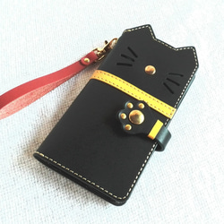 ＊leather sumyaho case＊手帳型 猫のレザースマホケース／全機種 2枚目の画像