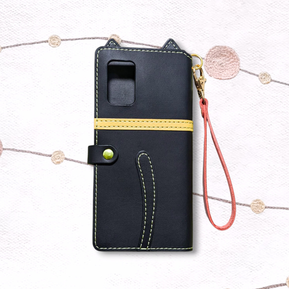 ＊leather sumyaho case＊手帳型 猫のレザースマホケース／全機種 4枚目の画像