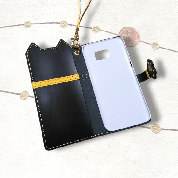 ＊leather sumyaho case＊手帳型 猫のレザースマホケース／全機種 3枚目の画像
