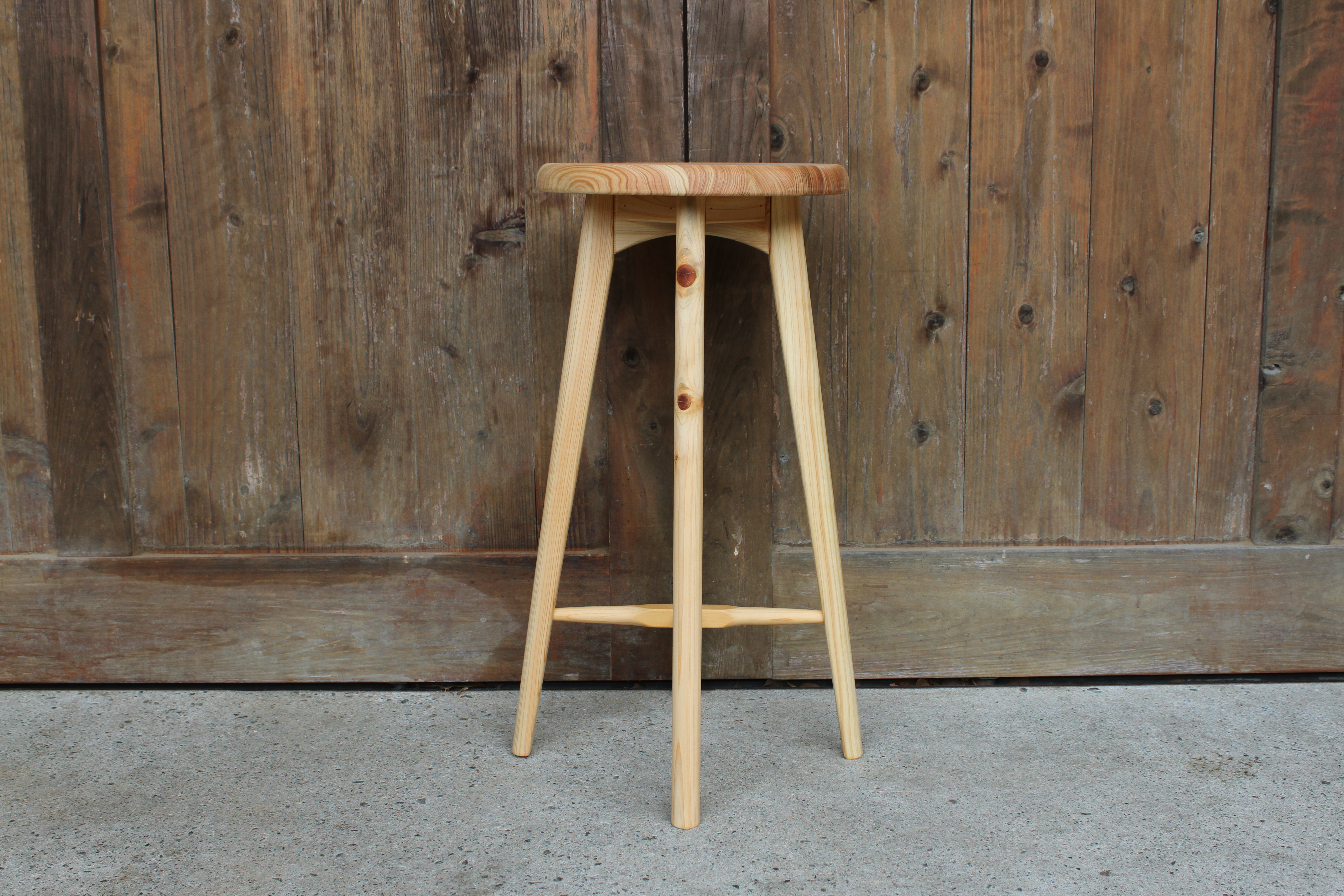 無垢材のキッチンスツールA・ヒノキ材・ハイスツール・カウンターチェアー・お好きな高さでオーダー可