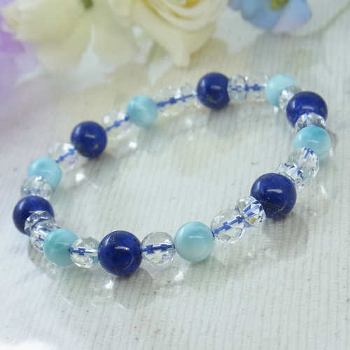 天然】ラリマー ブレスレット 19.8mm（楽天市場】☆アクアマリン  