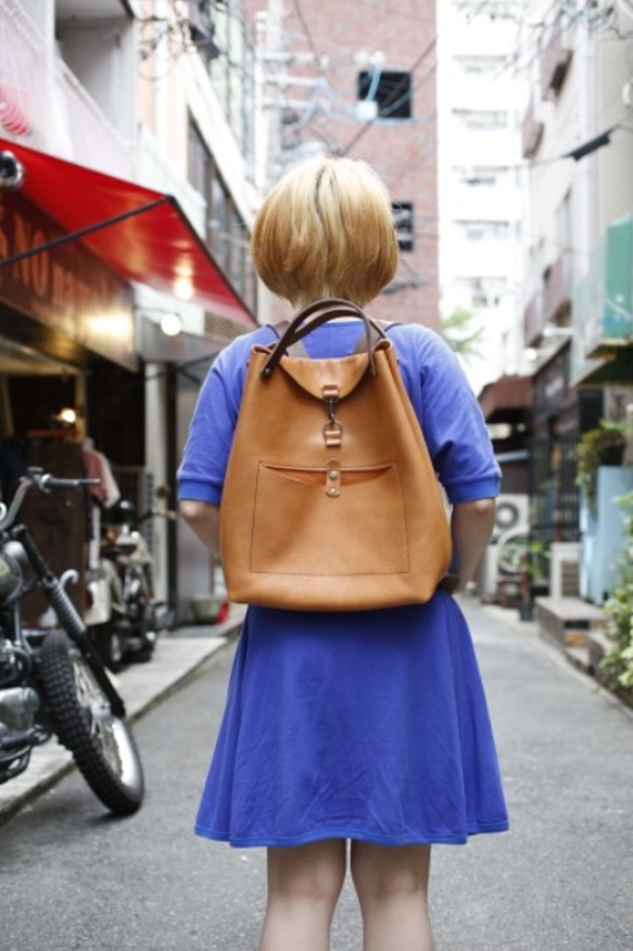 ヌメ革 レザーリュック A4ファイル対応 ベージュ OR315 6枚目の画像