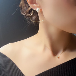 *ハートフープとコットンパールのピアス(イヤリング)* 1枚目の画像