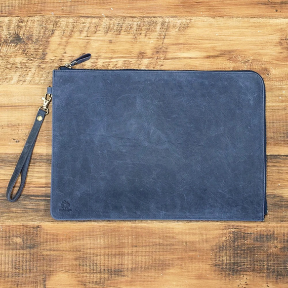 牛皮手拿包手提包 Macbook 13 吋保護套黑色真皮 HAB001 第13張的照片