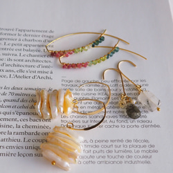 14kgf 白色蝴蝶貝殼和戒指耳環 第3張的照片