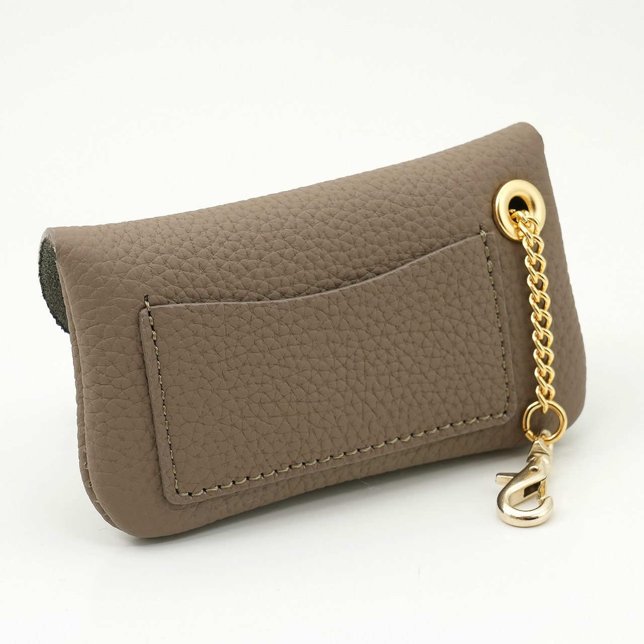 ドイツシュリンク カブセ型 キーケース 本革 ３連 喜平型チェーン M&Kスナップホック留め（トープ） ※金具ゴールド｜詳細画像