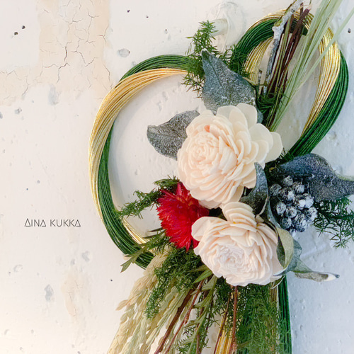 お正月[2WAY水引飾り]結/カラー3種/プリザーブド・ドライフラワー