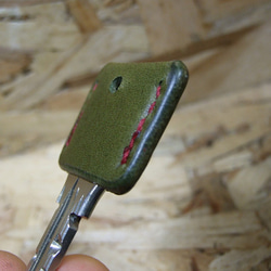 オリーブのキーカバー　エンジステッチ 6枚目の画像