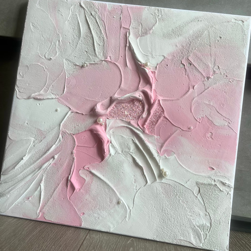 モダンアート　24×24㎝　お花　現代アート　テクスチャーアート　アートパネル テクスチャーアート フラワーアート 現代アート アートパネル