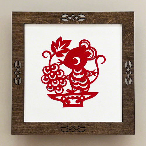 受注製作】切り紙・えと【ね】※木製フレーム別売り 切り絵 老虎小百貨