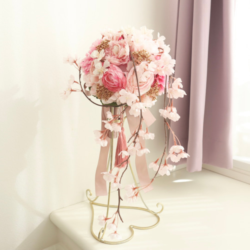 ウェディングブーケ 桜ブーケ ピンク ダリア ラナンキュラス ウェディングブーケ 桜ブーケ ピンク ダリア ラナンキュラス