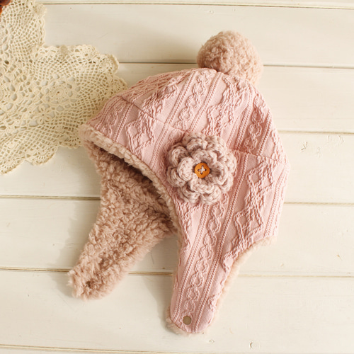 耳あて付帽子♪大人/アランアッシュピンク×モスピンクファー（新色